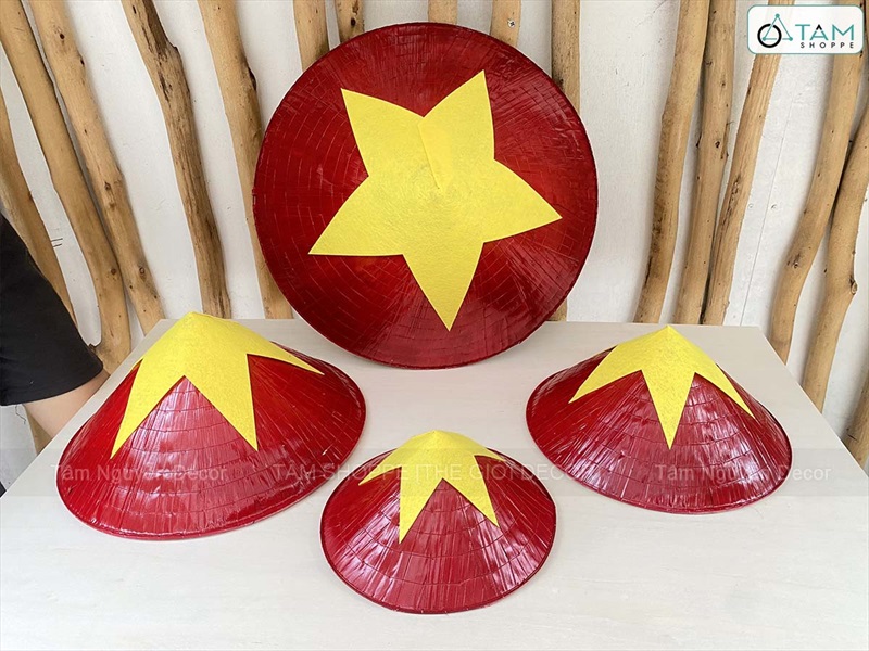 Nón lá trang trí phong cách cờ Đỏ sao Vàng [4 Size] NON-T-02